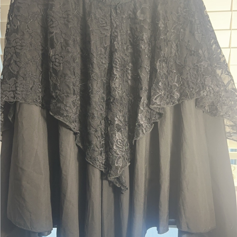 Elegant Black Lace Overlay Skirt